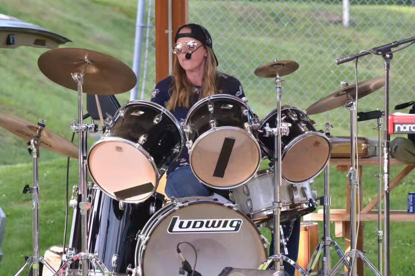 Katie Rancourt performing on drums