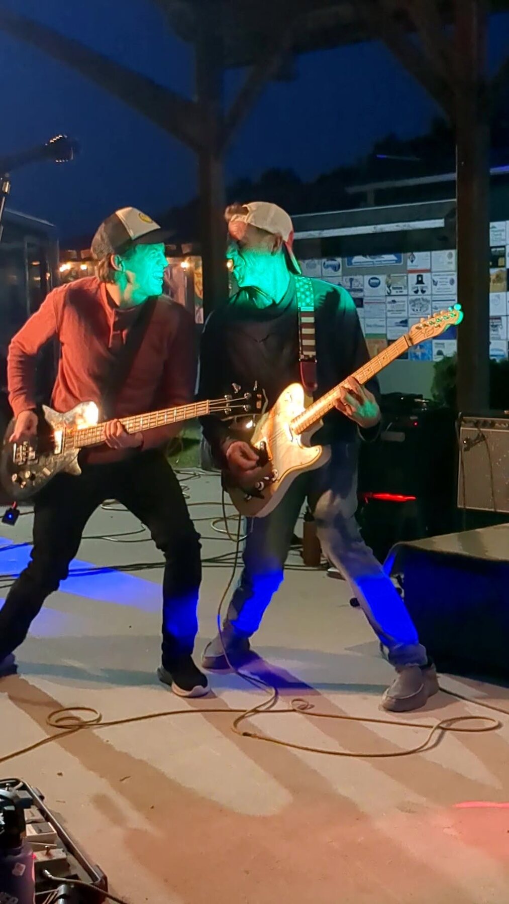 Tom Jordan and Jules Rancourt playing together at night